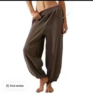 Women's Harem Barrel Wide Leg Pants  Baggy Loose Fit Casual size M, brown, BNWT